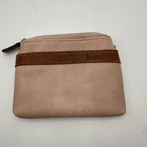 BoC Born Concept Pink Brown Faux Vegan Leather Small Wristlet Coin Purse Pouch